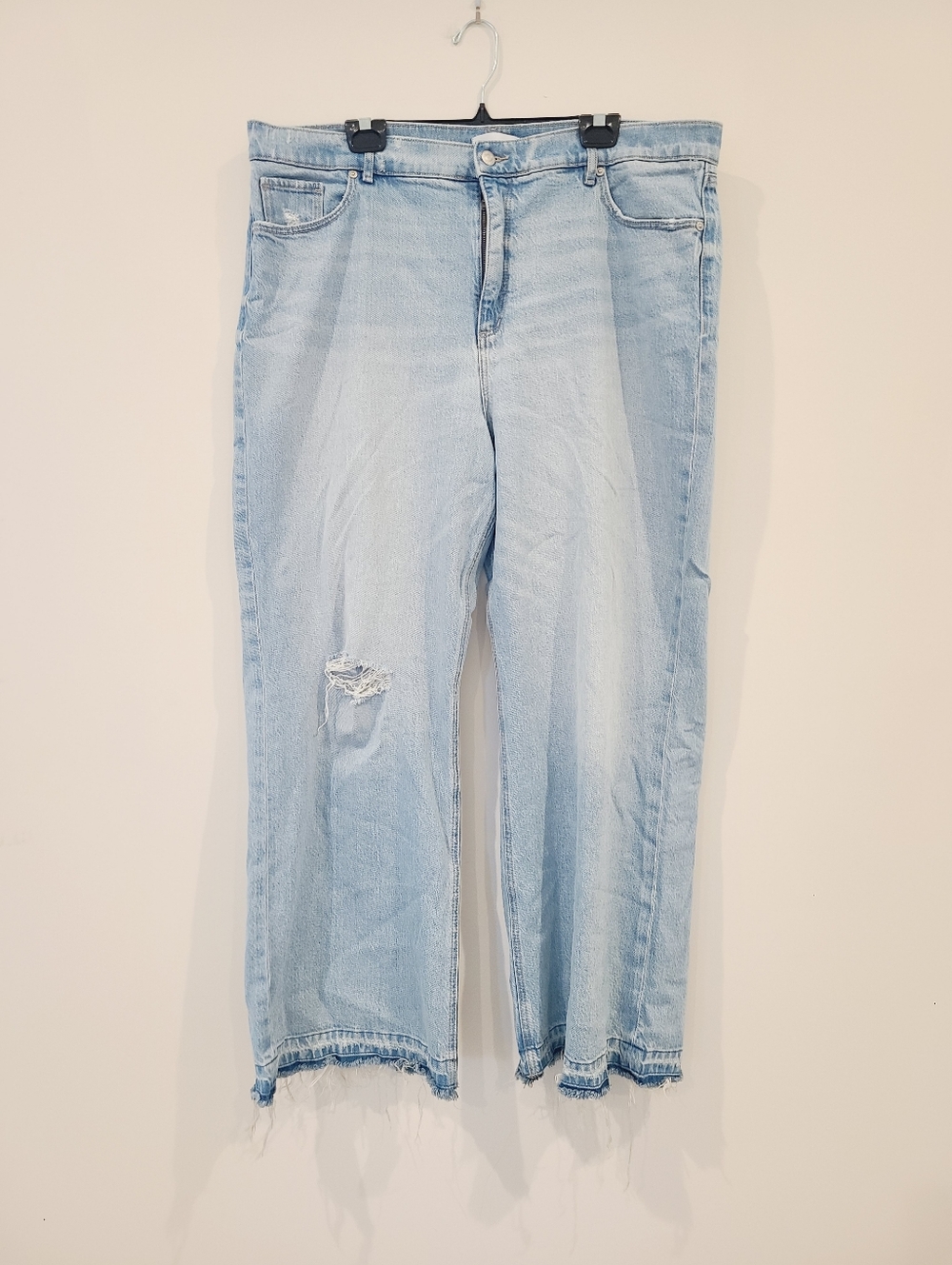 Loft The Wide Leg Distressed Raw Hem Jeans